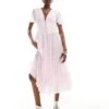 Reclaimed Vintage Short Sleeve Maxi Dress In Pink For Women -Closet Theory Her 205966377 1 pink