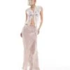 Reclaimed Vintage Limited Edition Spliced Maxi Slip Skirt With Lace Insert In Pink For Women -Closet Theory Her 205966427 1 pink