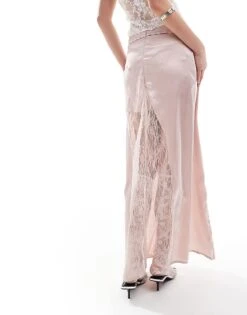 Reclaimed Vintage Limited Edition Spliced Maxi Slip Skirt With Lace Insert In Pink For Women -Closet Theory Her 205966427 3