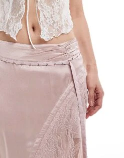 Reclaimed Vintage Limited Edition Spliced Maxi Slip Skirt With Lace Insert In Pink For Women -Closet Theory Her 205966427 4