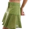 Reclaimed Vintage Linen Look Flippy Mini Skirt In Green For Women -Closet Theory Her 205966492 1 green
