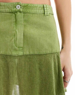 Reclaimed Vintage Linen Look Flippy Mini Skirt In Green For Women -Closet Theory Her 205966492 5