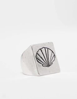 Reclaimed Vintage Unisex Doodly Shell Ring In Silver For Unisex -Closet Theory Her 205971784 3