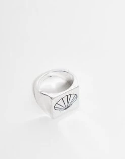 Reclaimed Vintage Unisex Doodly Shell Ring In Silver For Unisex -Closet Theory Her 205971784 4