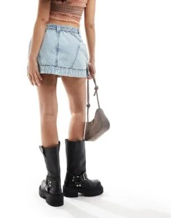 Reclaimed Vintage A-line Denim Mini Skirt In Blue For Women Washed Blue -Closet Theory Her 205975342 5