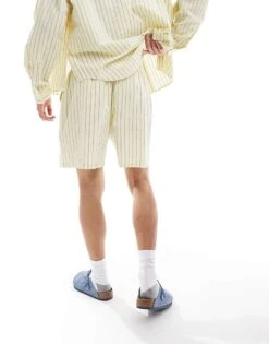 Reclaimed Vintage Unisex Short In Stripe Yellow Co-ord For Unisex Yellow Stripe -Closet Theory Her 205991052 2