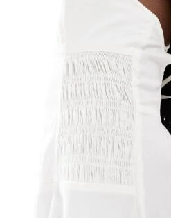 Reclaimed Vintage Midi Cami Dress With Ruched Detail In Off White Twill For Women -Closet Theory Her 206030162 3