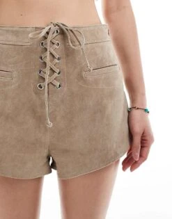 Reclaimed Vintage Limited Edition Festival Western Hotpants In Suede For Women Brown -Closet Theory Her 206053758 4