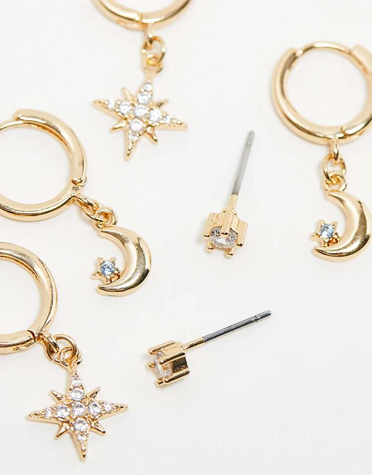 Reclaimed Vintage Earrings Multipack With Moon And Star For Women Gold 5 Reclaimed Vintage Earrings Multipack With Moon And Star For Women Gold - Image 3