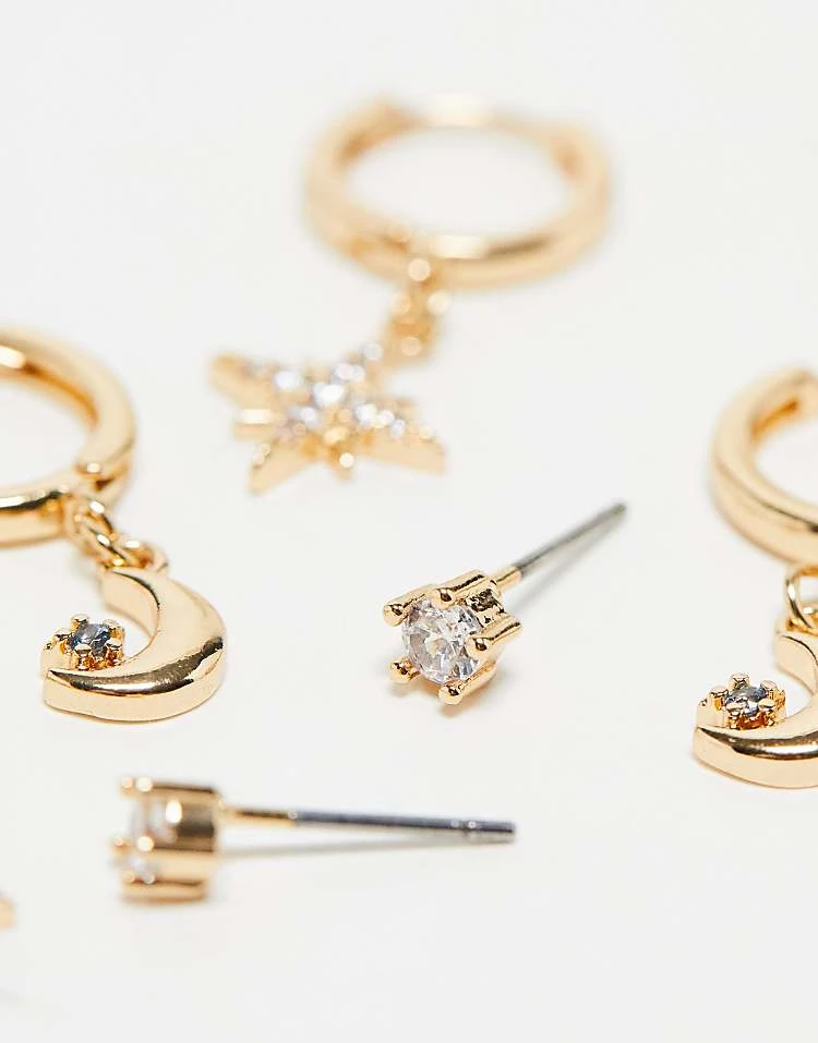 Reclaimed Vintage Earrings Multipack With Moon And Star For Women Gold 6 Reclaimed Vintage Earrings Multipack With Moon And Star For Women Gold - Image 4