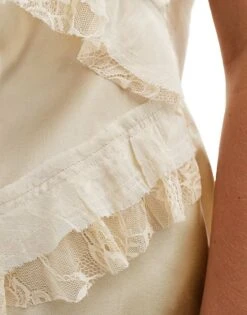 Reclaimed Vintage Lingerie Top With Lace And Embellishment For Women Ivory -Closet Theory Her 206149759 3