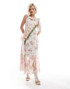 Reclaimed Vintage Limited Edition Floral Print Corsage Dress With Lace Detail For Women