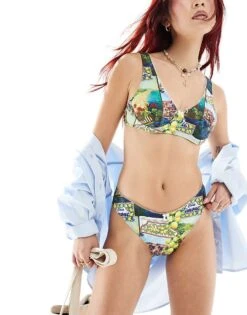 Reclaimed Vintage Retro Underwire Bikini Top And Bikini Bottom Co-ord In Lemon P -Closet Theory Her 206153915 1 print