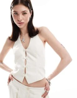 Reclaimed Vintage Co-ord With Bows In White -Closet Theory Her 206185115 1 white 1