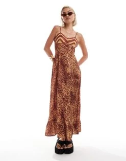 Reclaimed Vintage Maxi Slip Dress In Lepoard Print With Lace And Bow Details For Women Animal Print -Closet Theory Her 206185293 1 animalprint 1