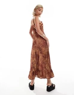 Reclaimed Vintage Maxi Slip Dress In Lepoard Print With Lace And Bow Details For Women Animal Print -Closet Theory Her 206185293 3