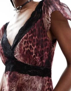 Reclaimed Vintage Lace Trim Midi Dress In Animal Print For Women Multi -Closet Theory Her 206191834 4