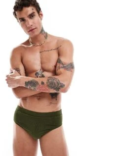 Reclaimed Vintage Swim Trunk In Khaki Rib For Unisex