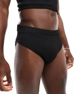 Reclaimed Vintage Swim Trunk In Black Rib For Unisex -Closet Theory Her 206203418 1 black 1