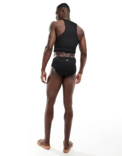 Reclaimed Vintage Swim Trunk In Black Rib For Unisex -Closet Theory Her 206203418 4