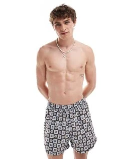 Reclaimed Vintage Swim Short In Blue Floral Tile Print For Unisex Multi -Closet Theory Her 206203484 4
