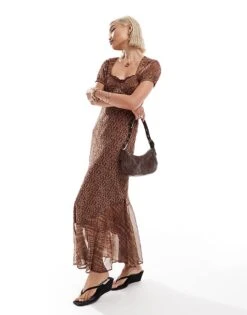 Reclaimed Vintage Tea Dress In Mixed Animal Print For Women Brown -Closet Theory Her 206206936 3