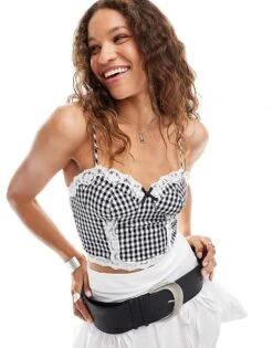 Reclaimed Vintage Western Gingham Corset Cami Top For Women -Closet Theory Her 206206962 3