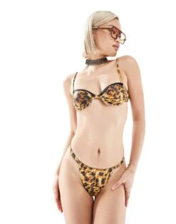 Reclaimed Vintage Underwire Bikini Top And Adjustable Bikini Bottom Co-ord In Animal Print