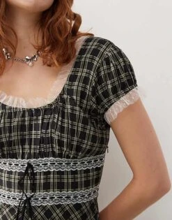 Reclaimed Vintage Babydoll Mini Dress In With Lace Trims In Check For Women Multi -Closet Theory Her 206252145 3