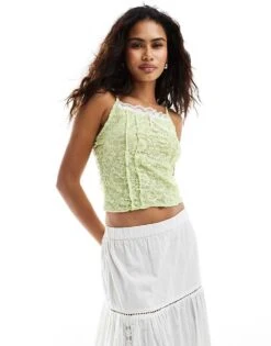 Reclaimed Vintage Coquette Lace Cami In Lime For Women -Closet Theory Her 206259228 1 lime 1