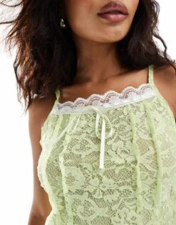 Reclaimed Vintage Coquette Lace Cami In Lime For Women -Closet Theory Her 206259228 3