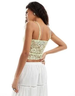 Reclaimed Vintage Coquette Lace Cami In Lime For Women -Closet Theory Her 206259228 4