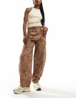 Reclaimed Vintage Leopard Print Barrel Leg Trouser For Women -Closet Theory Her 206294883 1 leopardprint 1