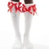 Reclaimed Vintage Knee High Socks With Red Bows In White For Women
