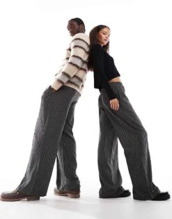 Reclaimed Vintage Genderless Stripe Trouser For Unisex Black -Closet Theory Her 206330854 1 black 1