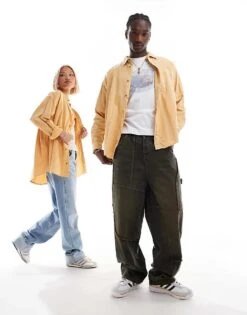 Reclaimed Vintage Unisex Washed Denim Shirt In Mustard For Unisex -Closet Theory Her 206335418 2