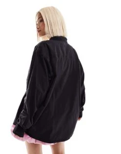 Reclaimed Vintage Unisex Washed Denim Shirt In Washed Black For Unisex -Closet Theory Her 206335427 4