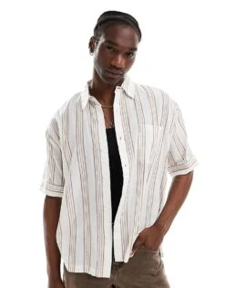 Reclaimed Vintage Stripe Oversized Shirt For Women Black -Closet Theory Her 206357915 1 black 1