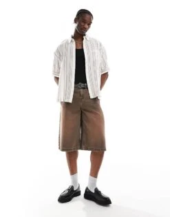 Reclaimed Vintage Stripe Oversized Shirt For Women Black -Closet Theory Her 206357915 2