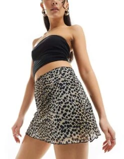 Reclaimed Vintage Mesh Mini Skirt With Bow In Leopard Print For Women Multi -Closet Theory Her 206397679 3
