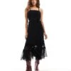 Reclaimed Vintage Tulle Maxi Dress With Corsage Belt And Necklace In Black For Women -Closet Theory Her 206400845 1 black