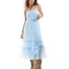 Reclaimed Vintage Tulle Maxi Dress With Corsage Belt And Necklace In Powder Blue For Women -Closet Theory Her 206400862 1 blue