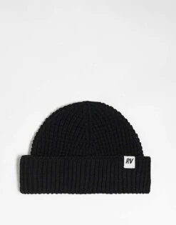 Reclaimed Vintage Unisex Logo Waffle Beanie In Black Co-ord For Unisex