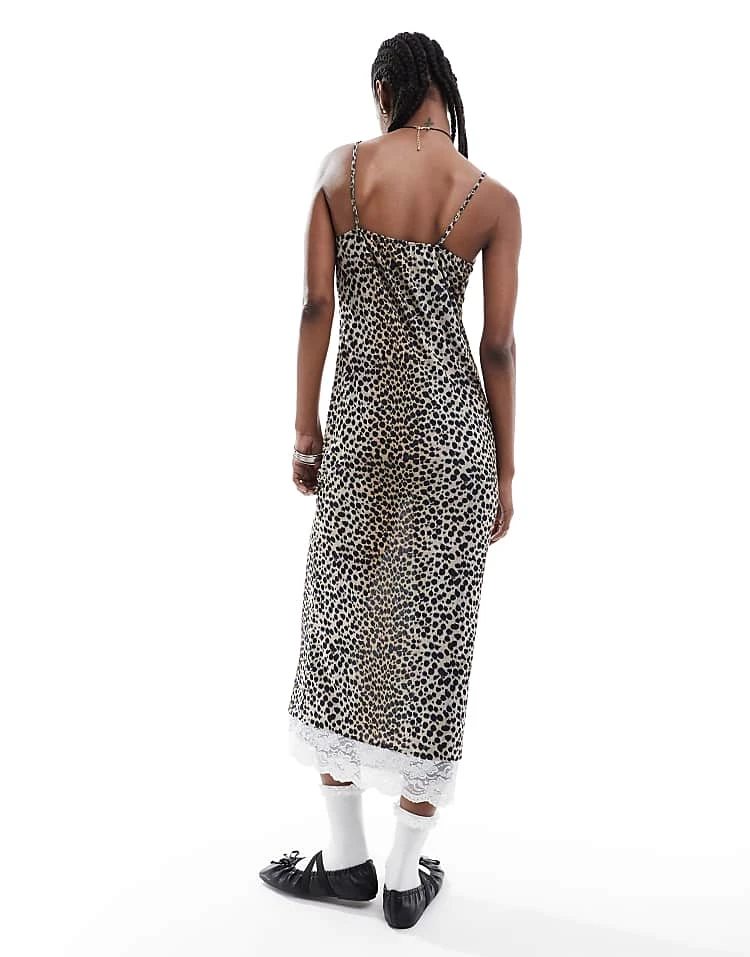 Reclaimed Vintage Lace Trim Slip Dress In Leopard Print For Women Multi 6 Reclaimed Vintage Lace Trim Slip Dress In Leopard Print For Women Multi - Image 4
