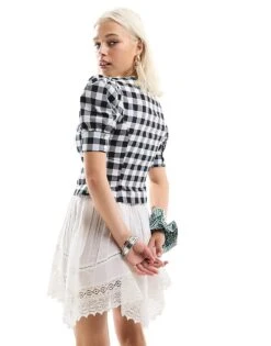 Reclaimed Vintage Western Shirt With Collar In Black And White Gingham For Women Gingham 1 -Closet Theory Her 206461528 4
