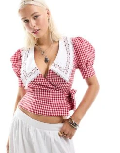 Reclaimed Vintage Western Wraparound Shirt With Collar In Red Gingham For Women Gingham 2 -Closet Theory Her 206461530 1 gingham2 1