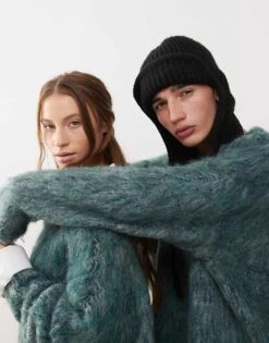 Reclaimed Vintage Unisex Oversized Mega Fluffy Jumper For Unisex Green -Closet Theory Her 206474717 3