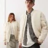 Reclaimed Vintage Unisex Oversized Bomber Jacket In Stone For Unisex -Closet Theory Her 206477210 1 stone