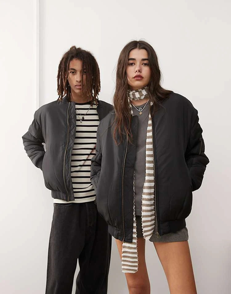 Reclaimed Vintage Unisex Oversized Bomber Jacket In Black For Unisex 3 Reclaimed Vintage Unisex Oversized Bomber Jacket In Black For Unisex