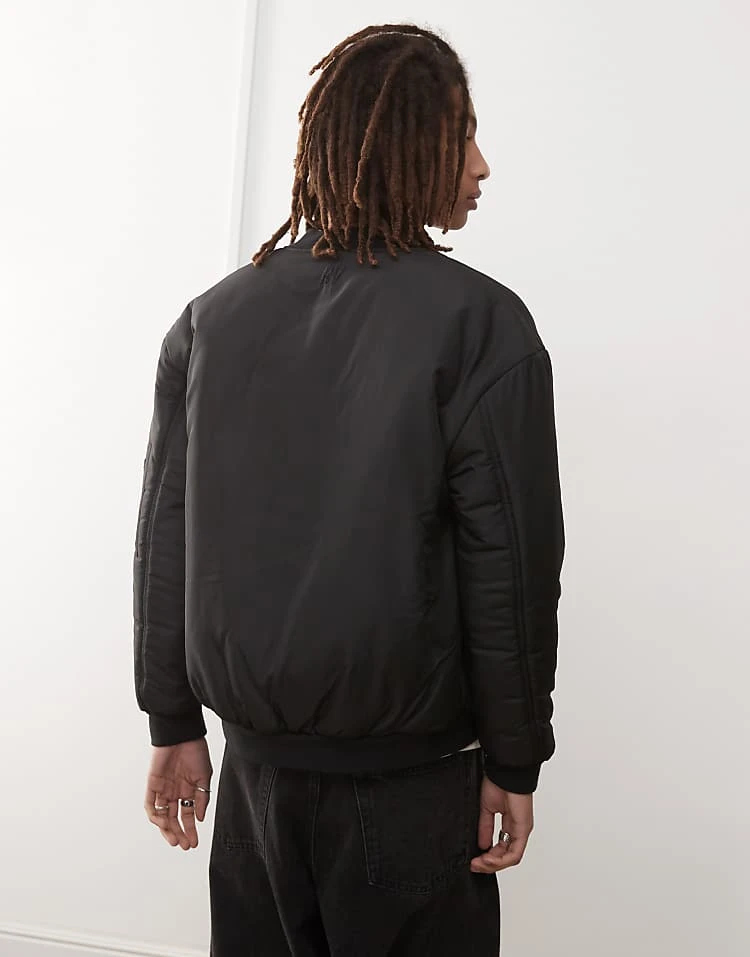 Reclaimed Vintage Unisex Oversized Bomber Jacket In Black For Unisex 5 Reclaimed Vintage Unisex Oversized Bomber Jacket In Black For Unisex - Image 3